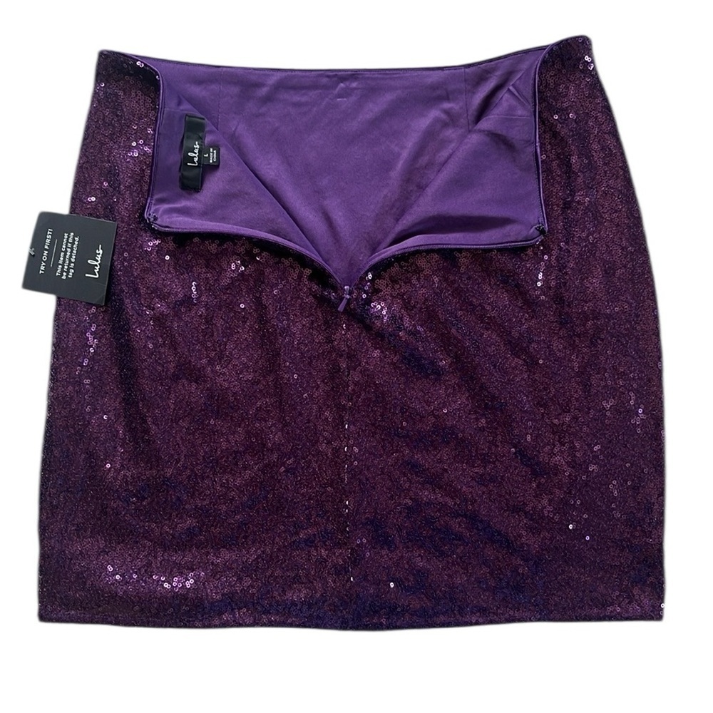 LULUS Purple Sequin Lace-Up Two-Piece Mini Dress NWT Size Large - Picture 4 of 14
